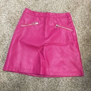 Leather Pink High Waisted Skirt